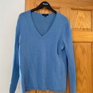 Ann Taylor Soft Blue Cashmere V-Neck